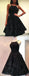 Sparkly Black Beading Lace Spaghetti Strap Backless Homecoming Dresses,HD0062