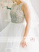 Sparkly Silver Bead Rhinestone Spaghetti Straps Ruffles Ball Gown Wedding Dresses, AB1161