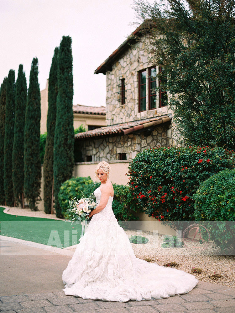 Sweetheart Strapless Gorgeous Appliques Bubble Luxury Ball Gown Wedding Dresses, AB1160