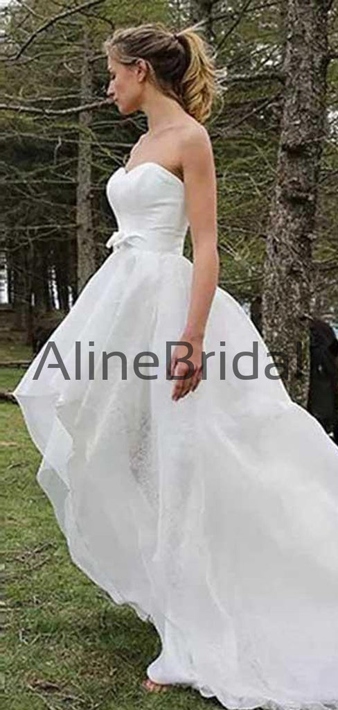 Sweetheart Strapless High Low Lace Chiffon Wedding Dresses, AB1543