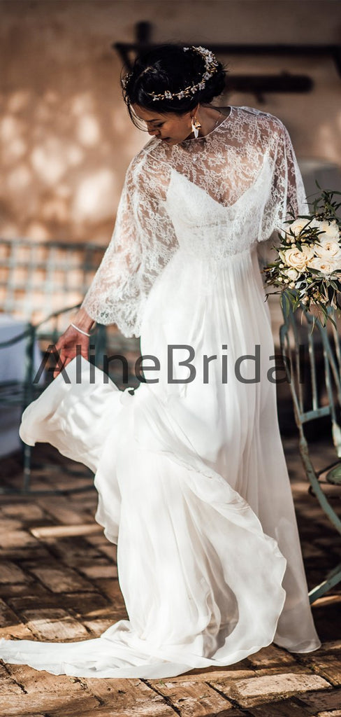 Two Piece Convertible Lace Chiffon Beach Wedding Dresses, AB1572