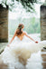 Two Piece Simple Spaghetti Strap V-back Ruffles Organza Wedding Dresses , AB1150