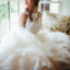 Two Piece Simple Spaghetti Strap V-back Ruffles Organza Wedding Dresses , AB1150