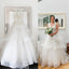 Vintage Ivory Ruffles Organza Applique Sleeveless Tiered Ball Gown Wedding Dresses, WD0098