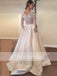 Vintage Lace Top Ivory Satin Long Sleeves Wedding Dresses With Pockets, AB1151