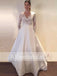 Vintage Lace Top Ivory Satin Long Sleeves Wedding Dresses With Pockets, AB1151