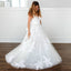 Vintage Off White Lace Tulle Backless V-neck A-line Wedding Dresses, AB1172-W