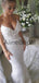 White Sequin Applique Strapless Mermaid Train Wedding Dresses , AB1523