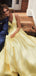 Yellow Satin V-neck V-back Sleeveless Elegant Prom Dresses,PD00331