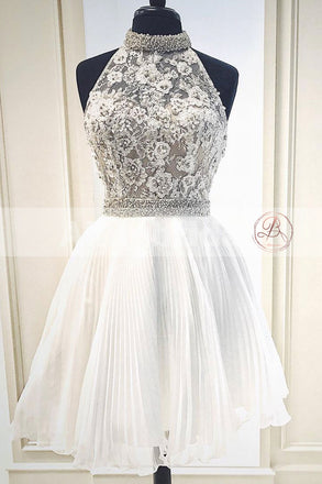 Charming Halter Beaded Lace Top Chiffon For Teens Homecoming Dresses,BD00222