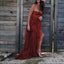 Rust Red Strapless Sweetheart Sexy Side-slit Mermaid Long Prom Dress, PD3518