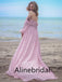 Elegant Off shoulder Sleeveless A-line Long Prom Dress, PD3555