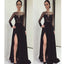 Long Sleeve Black With Slip Side Sexy Appliques Charming Evening Dress For Prom Gown.  PD0210