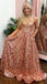 Rose Gold Strapless Sweetheart Sparkly A-line Long Prom Dress, PD3378