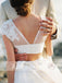 New Arrival Two Piece Short Sleeves Round Neck Ivory Lace Tulle  Wedding Dresses, AB1139