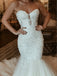 Elegant Sweetheart Strapless Lace Applique Mermaid Long Wedding Dresses, WD1117